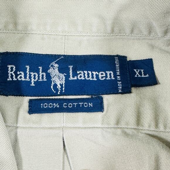 Ralph Lauren Polo Shirt Men’s‎ XL Beige Button Down Long Sleeve Preppy - Picture 4 of 10